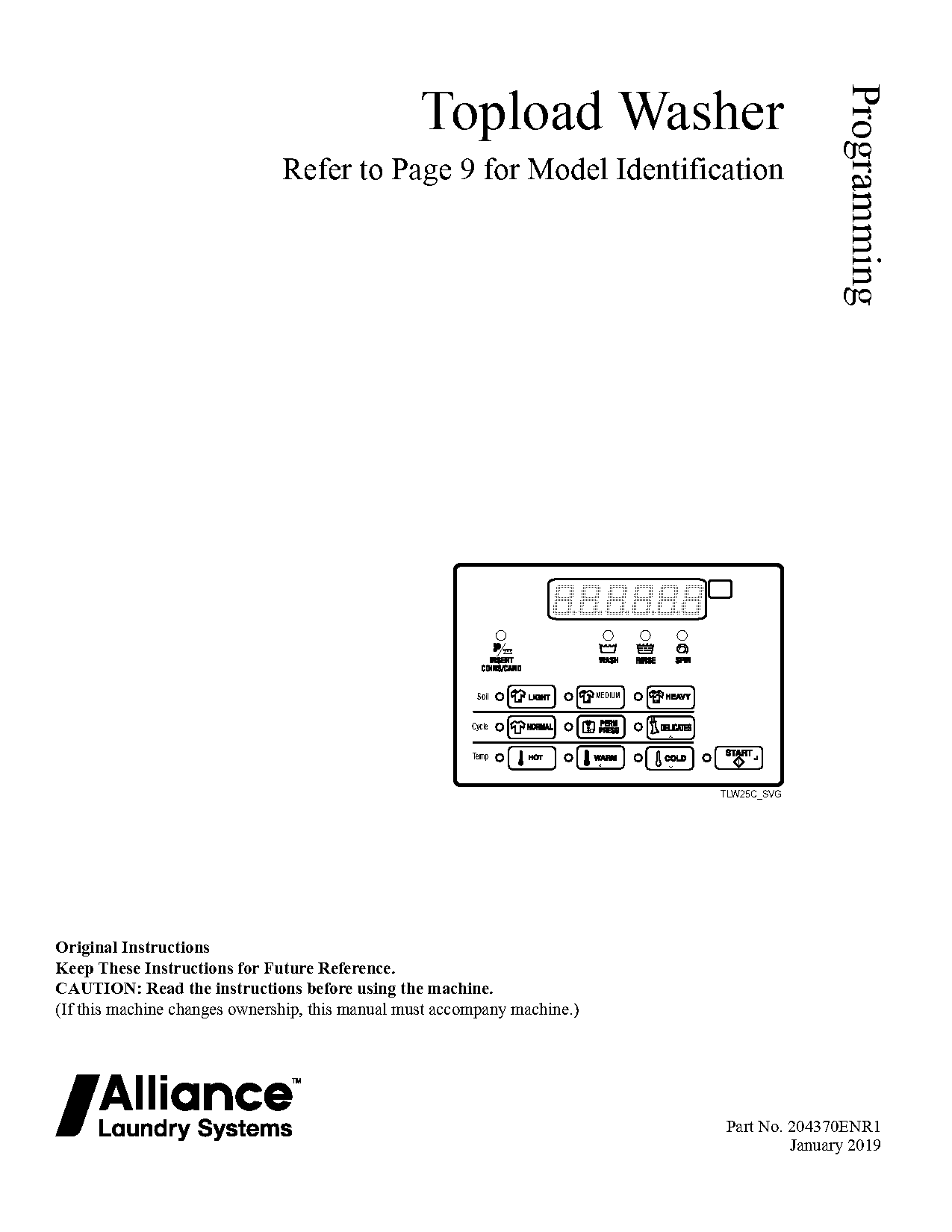 program manual for huebsch washer